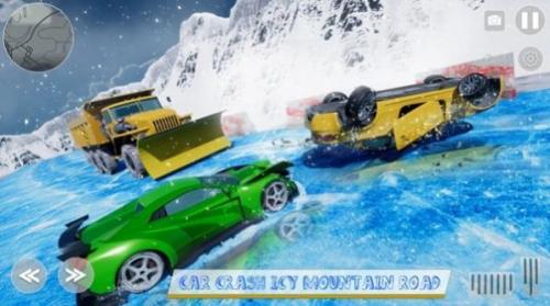 car crash icy mountain road截图2